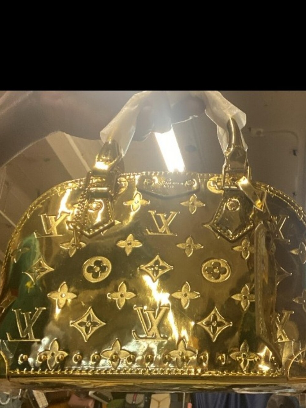 Gold Mirror Monogram EnVernis Dome Satchel - Picture 3 of 15